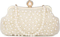 UBORSE Women Pearl Clutch Bag Noble Crystal Beaded Evening Bag Wedding Clutch with Pearl Chain